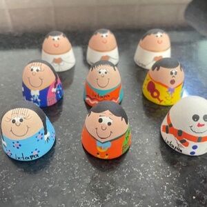 Handmade Hand Painted Mexican Ixtapa Clay Figurines Lot  Angel & People Folk Art